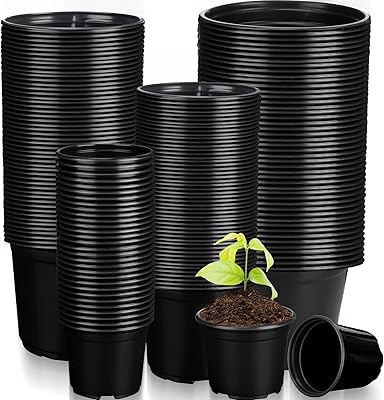 Eaasty 200 Pcs Plastic Plant Pots 3 4 5 6 Inch Plant Nursery Pots with Drainage Holes Black Garden Pots Round Seedling - Image 1