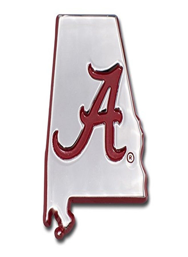 University of Alabama Crimson Tide Metal Auto Emblem Roll Tide! (State Shape (Crimson Trim))