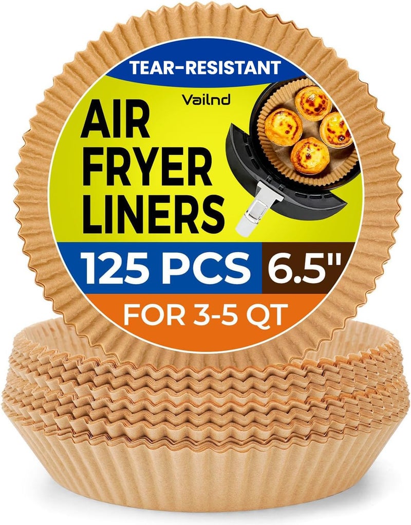 Air Fryer Paper Liners 125Pcs Air Fryer Liner Disposable Oilproof Waterproof Airfryer Parchment Paper Baking Liner Round Basket65inch