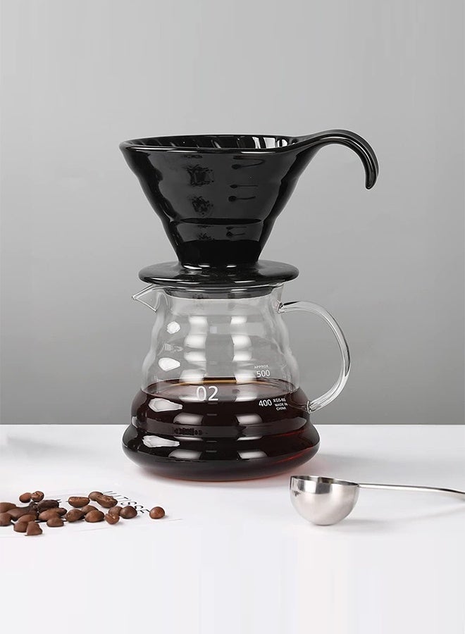 HOME-MART V60 Server 600 ml/20 oz, 02, Drip Coffee Pot Clear Glass Coffee Carafe Pour Over with Lid for 2-5 Cups - Image 3