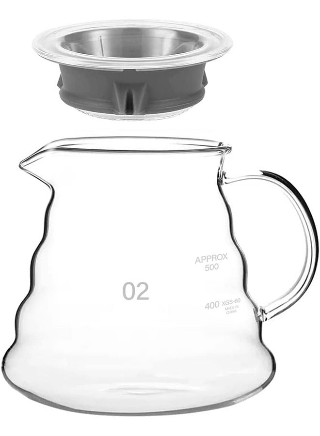 HOME-MART V60 Server 600 ml/20 oz, 02, Drip Coffee Pot Clear Glass Coffee Carafe Pour Over with Lid for 2-5 Cups - Image 5