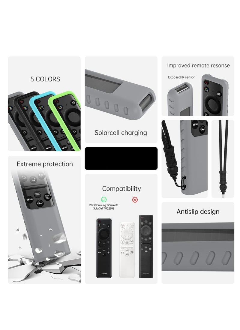 Excefore Silicone Samsung Remote Cover, Compatible with Samsung 2023 TM2360E,BN59-01432A,TM2361E,BN59-01439A Samsung Smart TV Remote Case Shockproof Washable Dustproof Anit-Lost with Lanyard, Gray  - Image 3