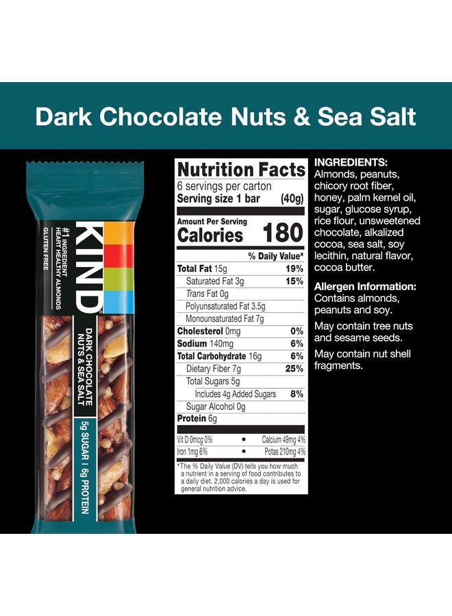 KIND Bars, Dark Chocolate Nuts and Sea Salt, Healthy Snacks, Gluten Free, Low Sugar, 6g Protein, 36 Count - Image 2