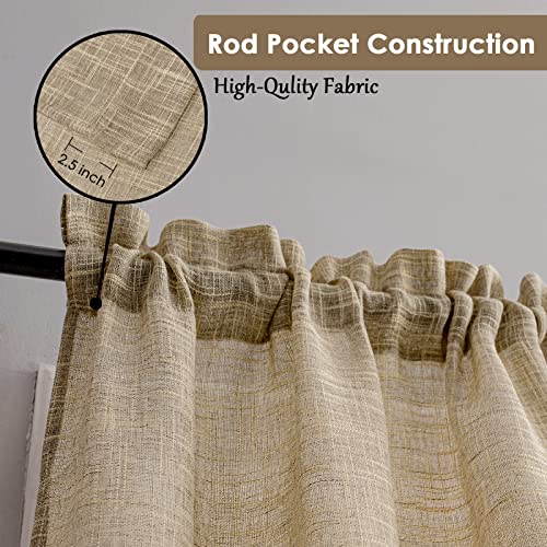BD BEDA HOME Beda Home Tassel Linen Textured Swag Curtain Valance for Farmhouses’ Kitchen; Light Filtering Rustic Short Swag Topper for Small Windows Bedroom Privacy Added Rod Pocket Design (Taupe 36x36-2PCs) - Image 2