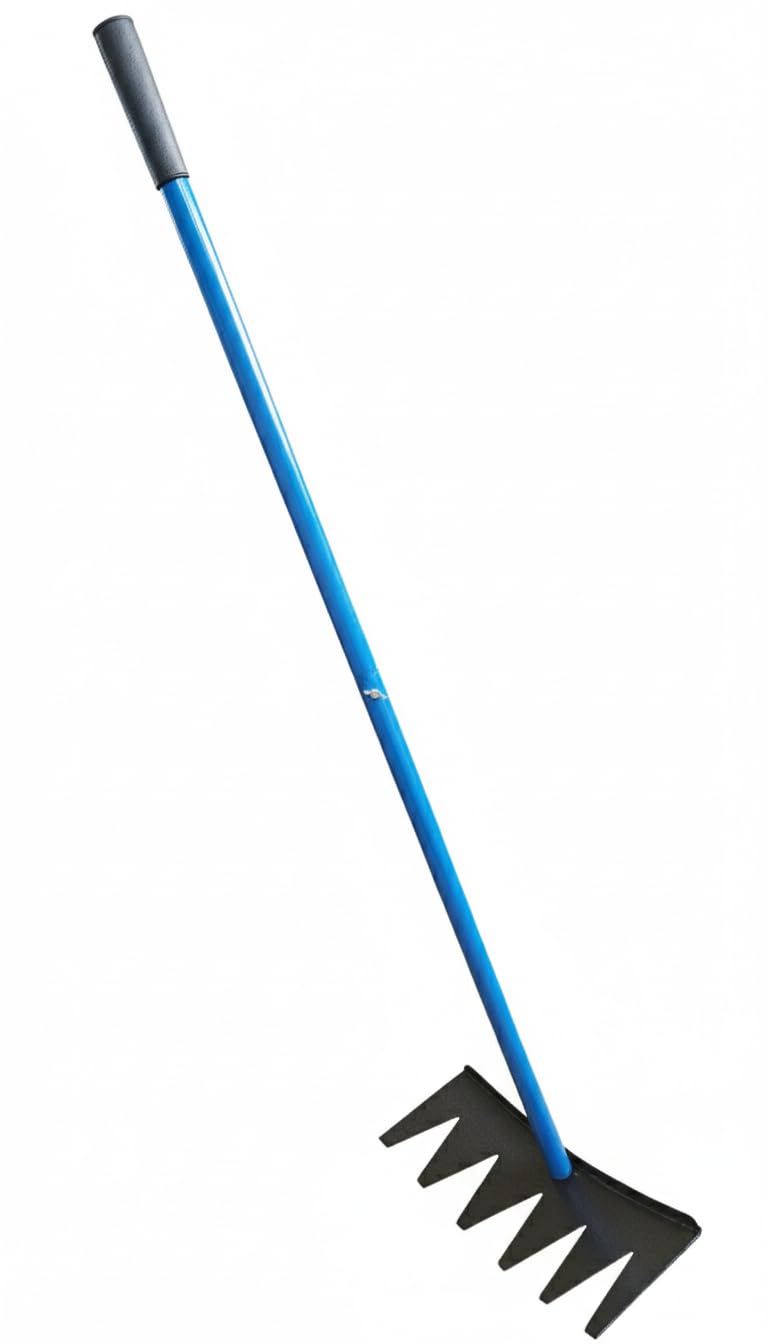 RedBuild Heavy Duty 6-Tine Garden Rake with 4 Foot Handle – Professional Steel Blade , for Soil Loosening, Lawn Cleaning, Weeding & Agricultural Use – Multipurpose Gardening Tool for Home Farm Yard - Image 5