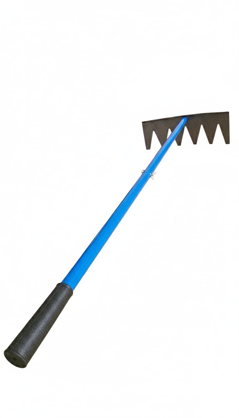 RedBuild Heavy Duty 6-Tine Garden Rake with 4 Foot Handle – Professional Steel Blade , for Soil Loosening, Lawn Cleaning, Weeding & Agricultural Use – Multipurpose Gardening Tool for Home Farm Yard - Image 2
