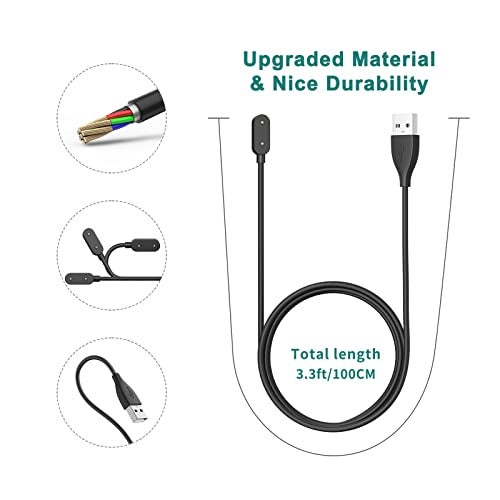Meliya Charging Cable for Huawei Band 10 9 8 7 6/ Honor Band 6 / Watch ES/Watch FIT，Fast USB Smart Watch Charging Cable Cord 3.3ft (100cm),Black - Image 4