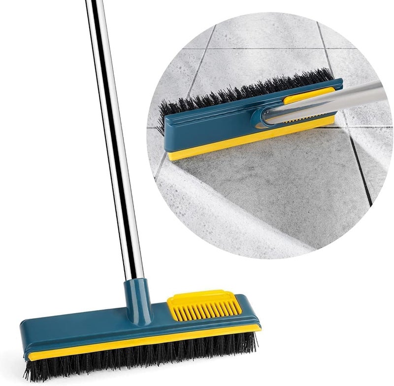 Snivy Floor Cleaner Mop 2 in 1 Cleaning Brush with Wiper Squeegee Floor Brush Scrubber with Long Handle Tile Cleaning Brush for Bathroom Kitchen Cleaner Brush for Cleaning Accessories - Image 1