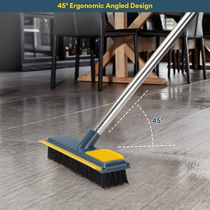 Snivy Floor Cleaner Mop 2 in 1 Cleaning Brush with Wiper Squeegee Floor Brush Scrubber with Long Handle Tile Cleaning Brush for Bathroom Kitchen Cleaner Brush for Cleaning Accessories - Image 3