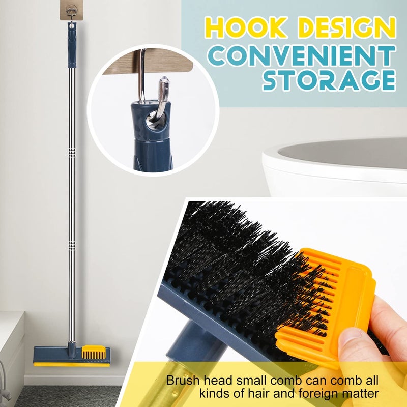 Snivy Floor Cleaner Mop 2 in 1 Cleaning Brush with Wiper Squeegee Floor Brush Scrubber with Long Handle Tile Cleaning Brush for Bathroom Kitchen Cleaner Brush for Cleaning Accessories - Image 4