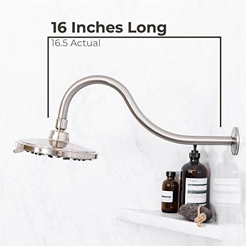 JS Jackson Supplies Shower Head Extension Arm by JS Jackson Supplies, 16 inch Assembled Length, High Arc Long Extender Pipe, Great for Rain Fall Showerhead, Brushed Nickel Finish - Image 4
