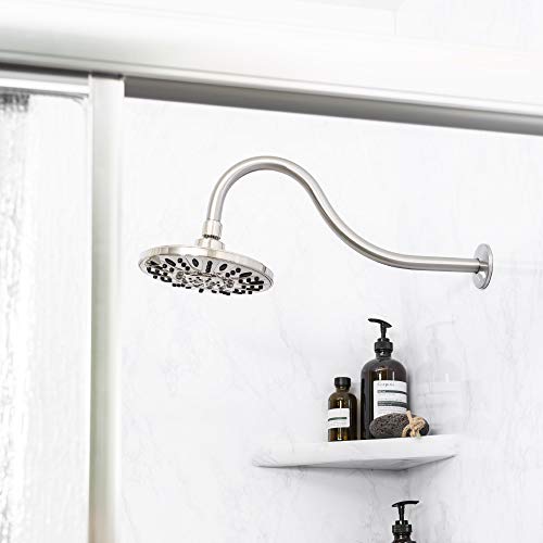 JS Jackson Supplies Shower Head Extension Arm by JS Jackson Supplies, 16 inch Assembled Length, High Arc Long Extender Pipe, Great for Rain Fall Showerhead, Brushed Nickel Finish - Image 3