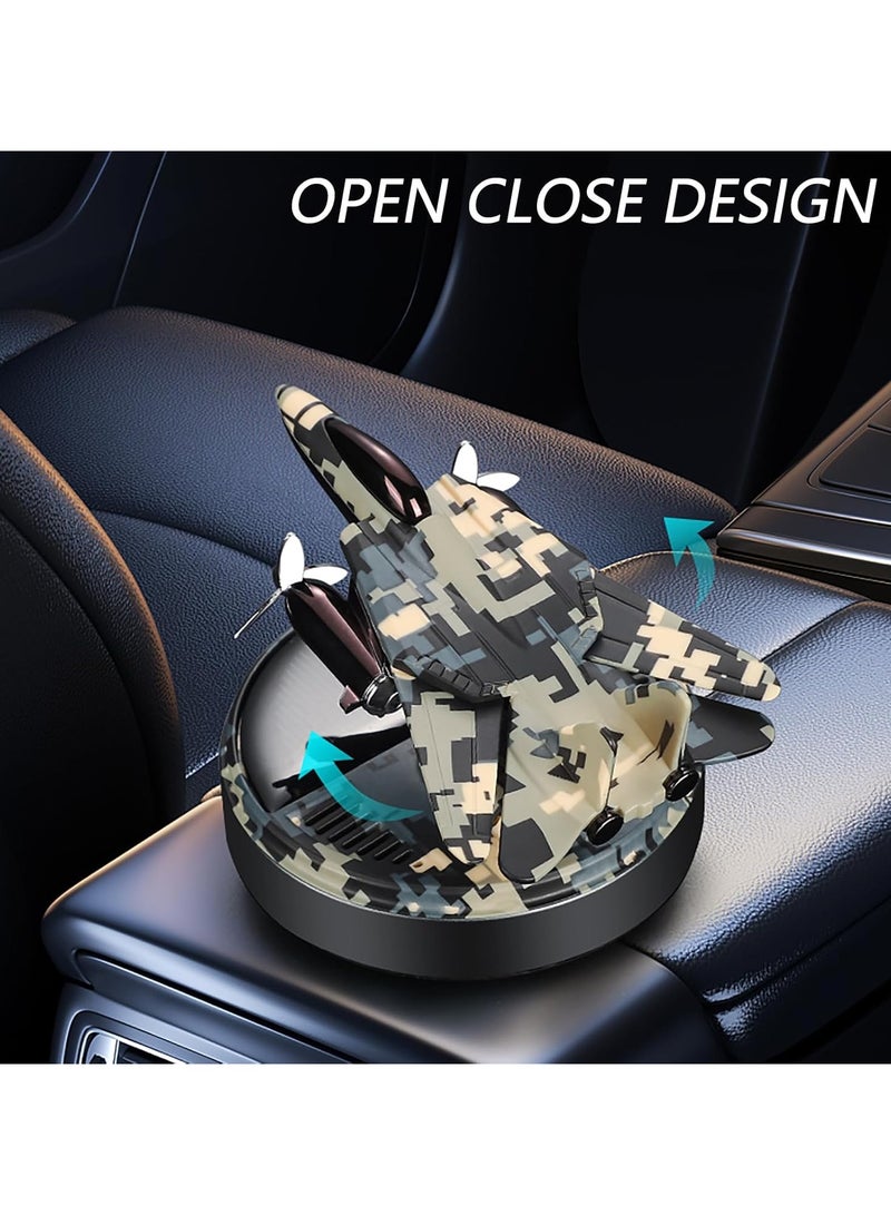 معطر جو للسيارة يعمل بالطاقة الشمسية بتصميم طائرة دوارة من فانسموت (لون أسود مموه) - Image 3