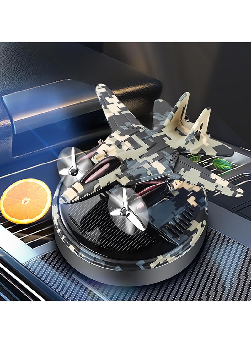 معطر جو للسيارة يعمل بالطاقة الشمسية بتصميم طائرة دوارة من فانسموت (لون أسود مموه) - Image 4