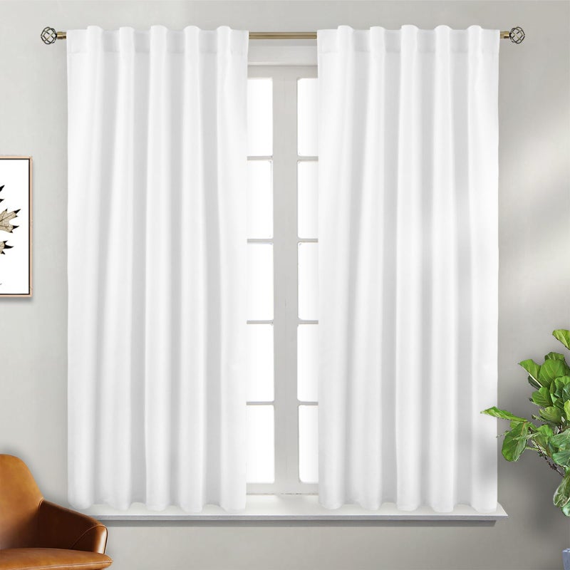 BGment Window Curtains for Bedroom - 54 Inch Rod Pocket and Back Tab Thermal Insulated Room Darkening Curtains for Living Room  2 Curtain Panels (42 x 54 Inch  Pure White) - Image 1