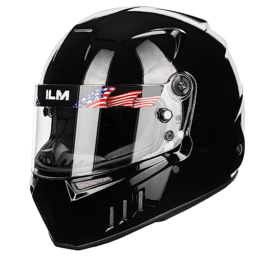 ILM Snell SA2025 Full Face Auto Racing Helmets Lightweight Fiberglass for Adult Men and Women Model 890S GlossBlack - Image 1