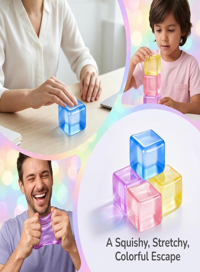 Bingcute 4 Pack Ice Cube Squishy Fidget Toys, Slow Rising Stress Cube Balls for Adults Kids Teens Anxiety Relief Sensory Squeeze Toys for Party Favors Classroom Prizes Birthday Gifts - Image 2