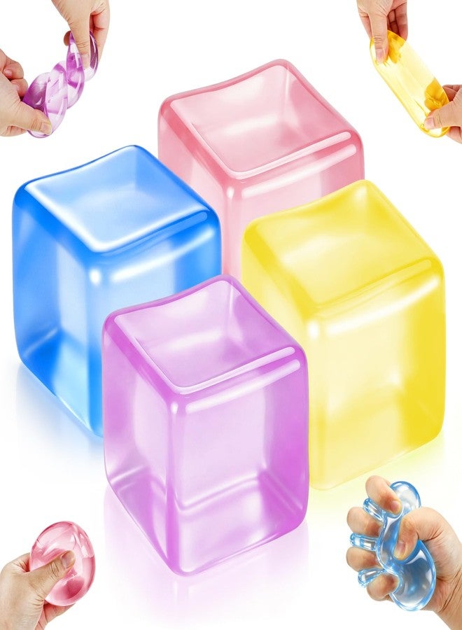 Bingcute 4 Pack Ice Cube Squishy Fidget Toys, Slow Rising Stress Cube Balls for Adults Kids Teens Anxiety Relief Sensory Squeeze Toys for Party Favors Classroom Prizes Birthday Gifts - Image 1