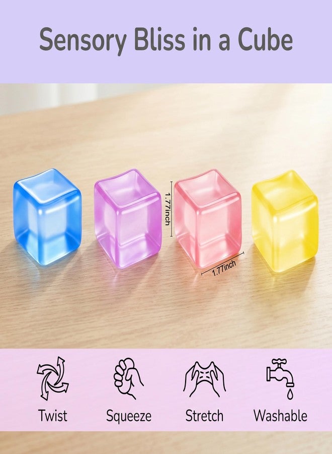 Bingcute 4 Pack Ice Cube Squishy Fidget Toys, Slow Rising Stress Cube Balls for Adults Kids Teens Anxiety Relief Sensory Squeeze Toys for Party Favors Classroom Prizes Birthday Gifts - Image 5