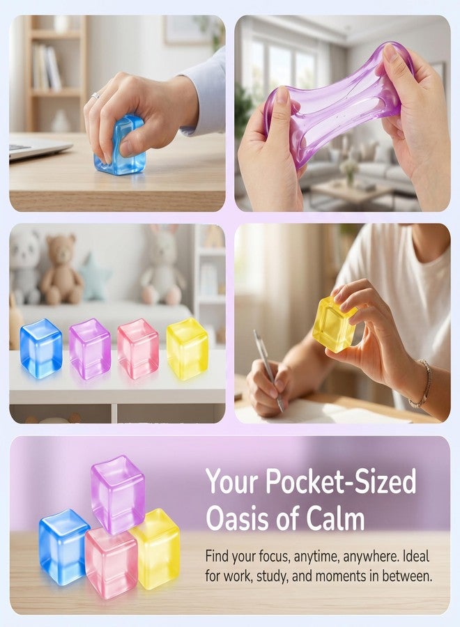 Bingcute 4 Pack Ice Cube Squishy Fidget Toys, Slow Rising Stress Cube Balls for Adults Kids Teens Anxiety Relief Sensory Squeeze Toys for Party Favors Classroom Prizes Birthday Gifts - Image 3