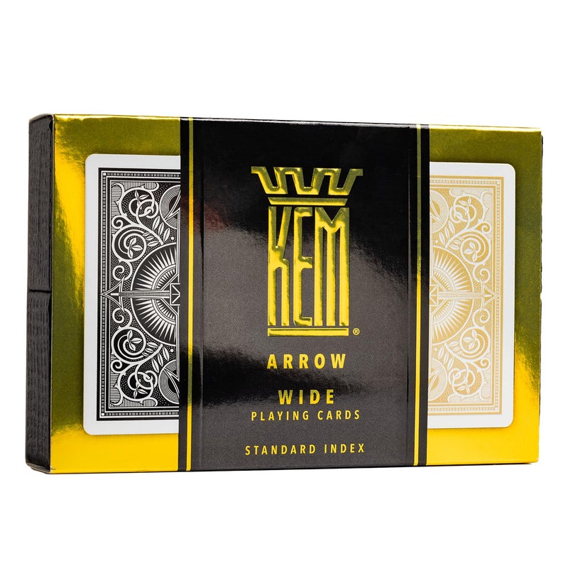 كيم بطاقات لعب بلاستيكية باللونين الأسود والذهبي من KEM Arrow، بطاقات مميزة بحجم البوكر القياسي مكونة من طابقين - Image 2
