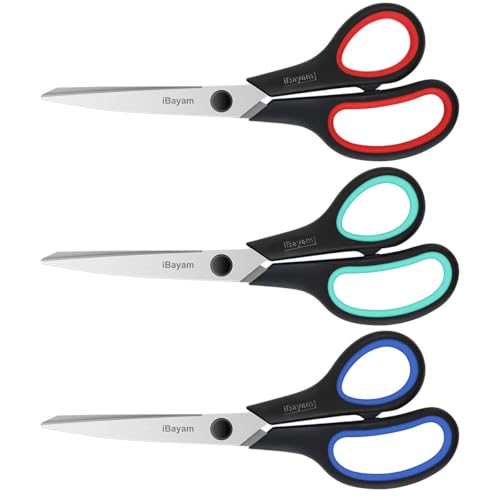 iBayam School Office Scissors Bulk, Set of 24-Pack, 8" All Purpose Sharp Scissors with Comfort-Grip Handles for High/Middle School Student Teacher, Office Home Sewing Fabric Supplies, for Right Left Handed - Image 1