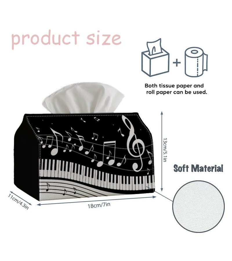Fabric Piano Tissue Box Holder 18cm Musical Notes Design Sturdy Napkin Organizer - Image 3