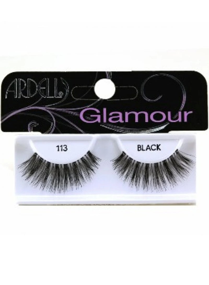 Ardell Glamor False Eyelashes, Black Color 113