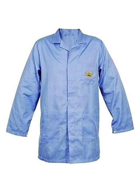 SVR-ESD Safe Anti Static Unisex Apron - Blue, Size Medium, Electrostatic Discharge Protection for Industrial and Laboratory Use, Cleanroom Lab Coat/Apron/Jackets for Unisex (Blue)