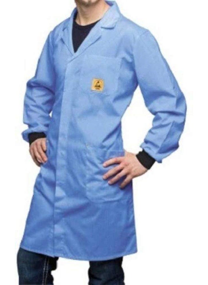 SVR-ESD Safe Anti Static Unisex Apron - Blue, Size Medium, Electrostatic Discharge Protection for Industrial and Laboratory Use, Cleanroom Lab Coat/Apron/Jackets for Unisex (Blue)