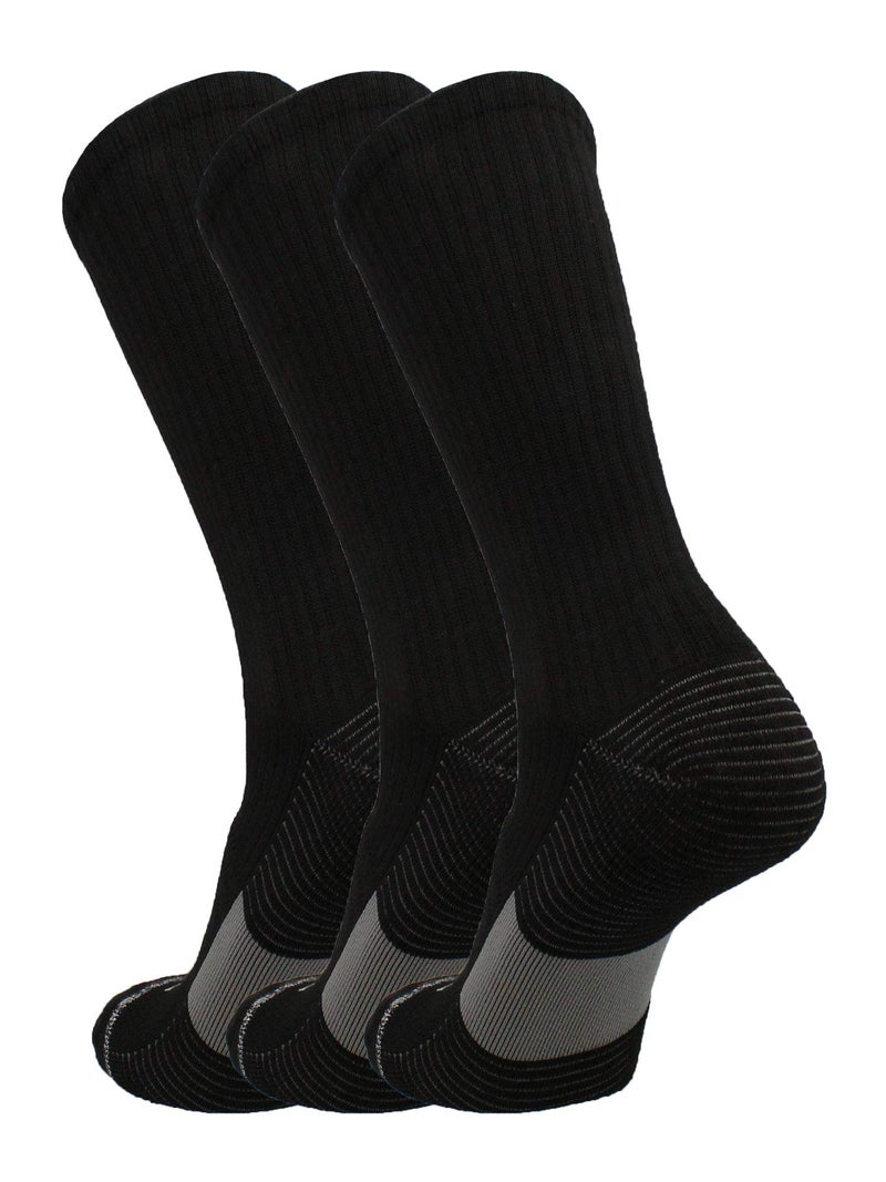 TCK Performance Basketball Socks 3 Pack Crew (Black, Large) - Image 2
