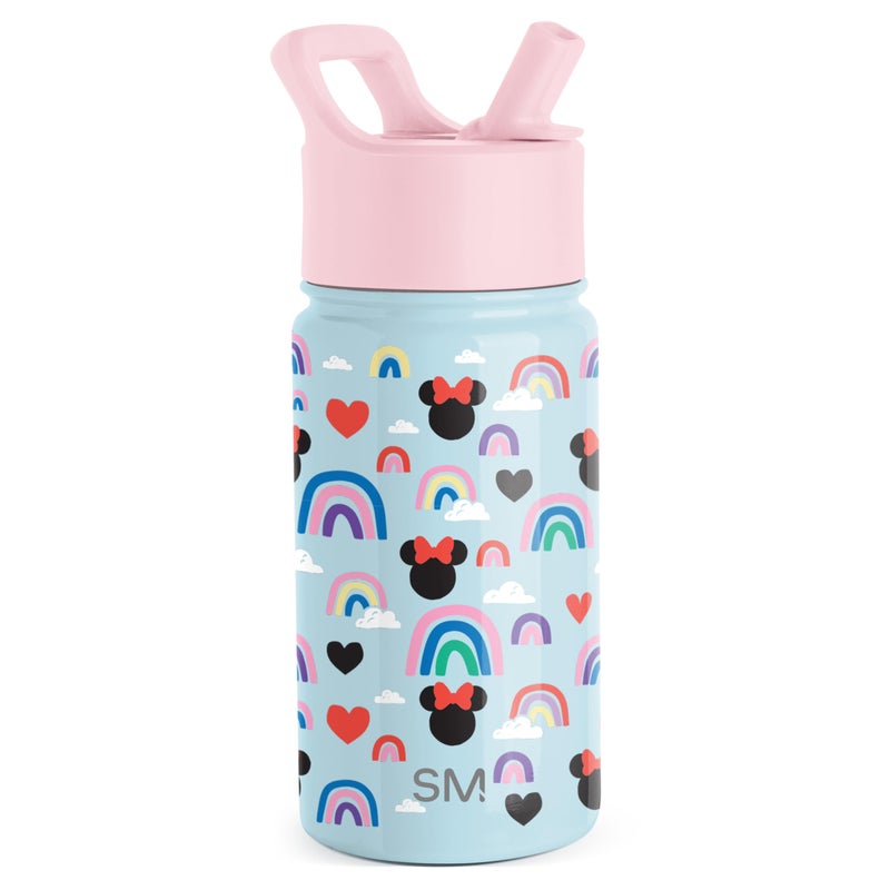 Simple Modern Disney Minnie Mouse Kids Water Bottle with Straw Lid | Reusable Insulated Stainless Steel Cup for Girls, School | Summit Collection | 14oz, Minnie Mouse Rainbows - Image 1