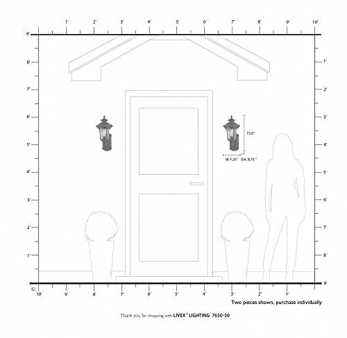 Livex Lighting 7650-58 Oxford 1 Light Imperial Bronze Cast Aluminum Wall Lantern with Light Amber Water Glass - Image 4
