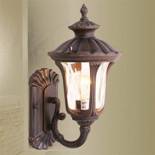 Livex Lighting 7650-58 Oxford 1 Light Imperial Bronze Cast Aluminum Wall Lantern with Light Amber Water Glass - Image 2
