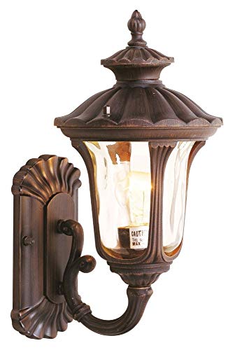 Livex Lighting 7650-58 Oxford 1 Light Imperial Bronze Cast Aluminum Wall Lantern with Light Amber Water Glass - Image 1