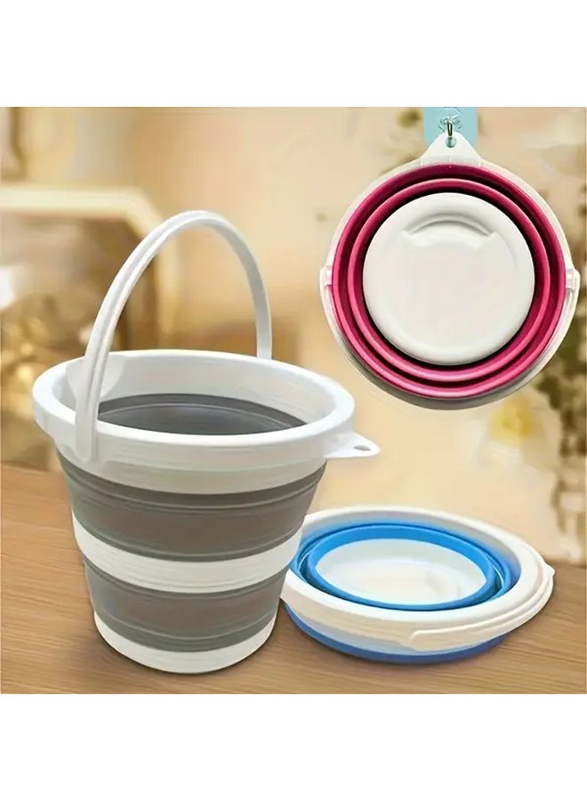 Grey Portable Folding Bucket for Car Washing Camping Fishing Travel Outdoor - Image 5
