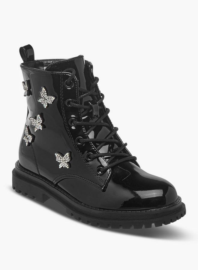 Celeste أحذية بنات عالية القطع مع لمسة فراشة - Image 1