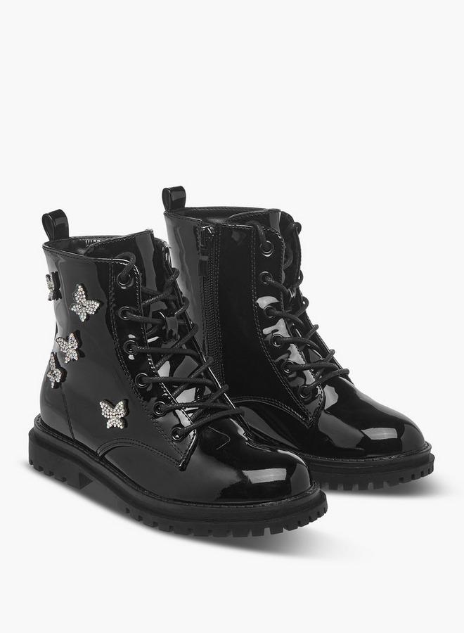 Celeste أحذية بنات عالية القطع مع لمسة فراشة - Image 2