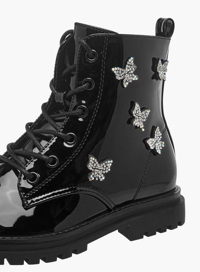 Celeste أحذية بنات عالية القطع مع لمسة فراشة - Image 4