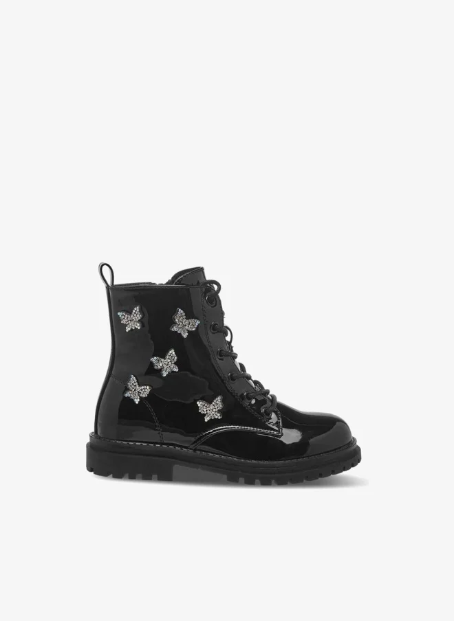 Celeste Girls Butterfly Accent High Cut Boots