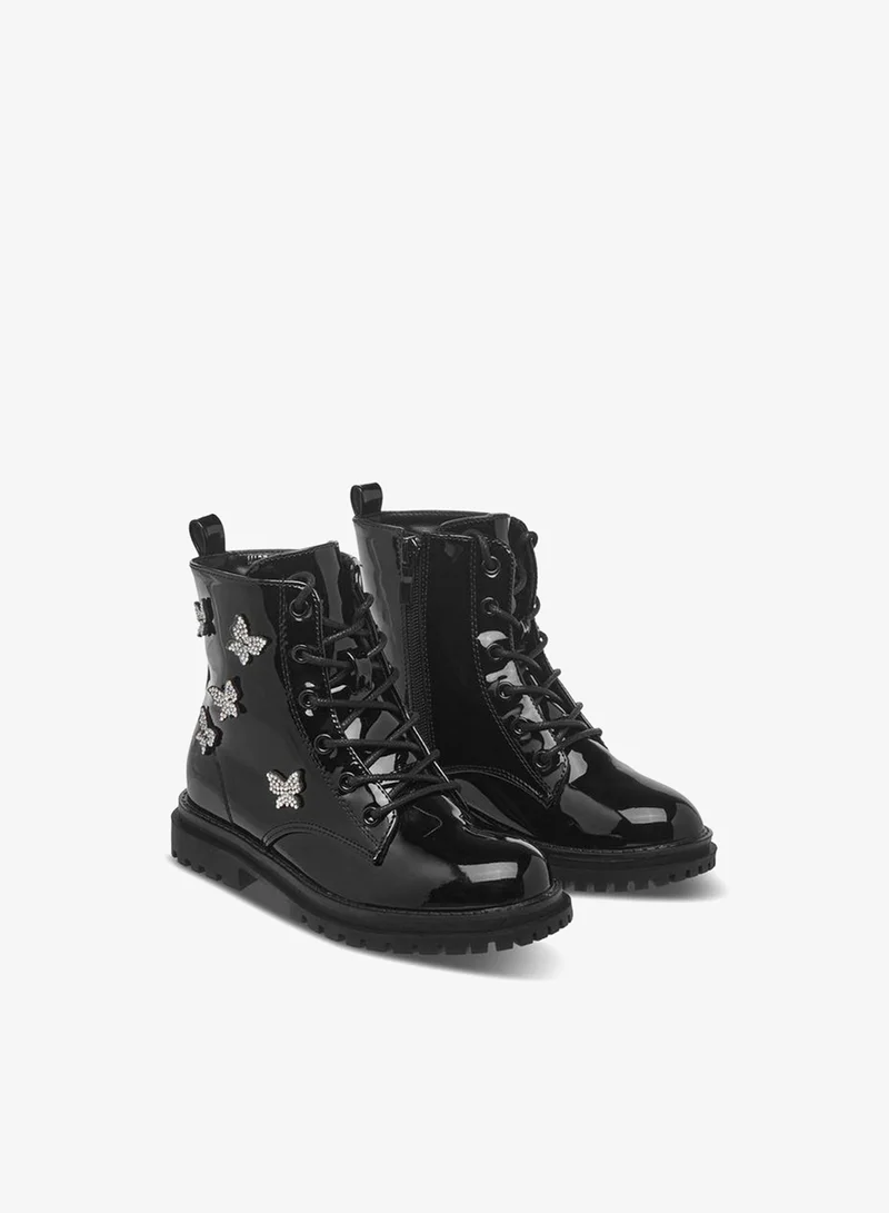 Celeste Girls Butterfly Accent High Cut Boots