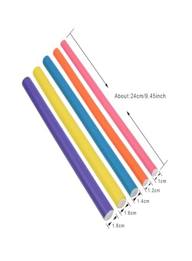 yantaisiyu 30 Pieces Flexible Hair Curling Rods Soft Foam Curling Rods 9.45 Inch No Heat Flexible Hair Rollers for Medium Long Hair (5 Colors) - Image 2