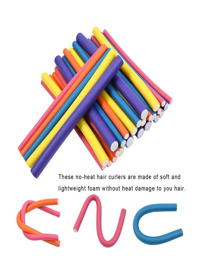 yantaisiyu 30 Pieces Flexible Hair Curling Rods Soft Foam Curling Rods 9.45 Inch No Heat Flexible Hair Rollers for Medium Long Hair (5 Colors) - Image 4