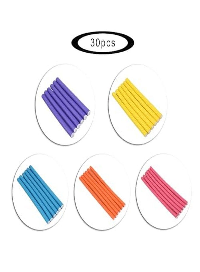 yantaisiyu 30 Pieces Flexible Hair Curling Rods Soft Foam Curling Rods 9.45 Inch No Heat Flexible Hair Rollers for Medium Long Hair (5 Colors) - Image 3