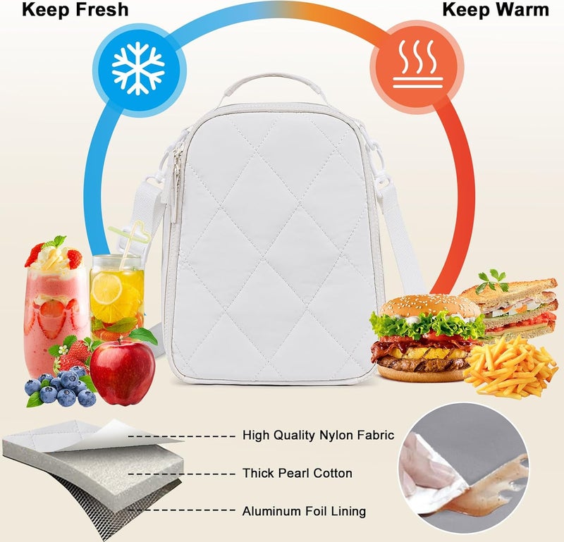 LOIDOU Lunch Box for Kids Boys Girls Insulated Lunch Bag Thermal Meal Tote Reusable Lunch Pail Bags for School Travel (white) - Image 2