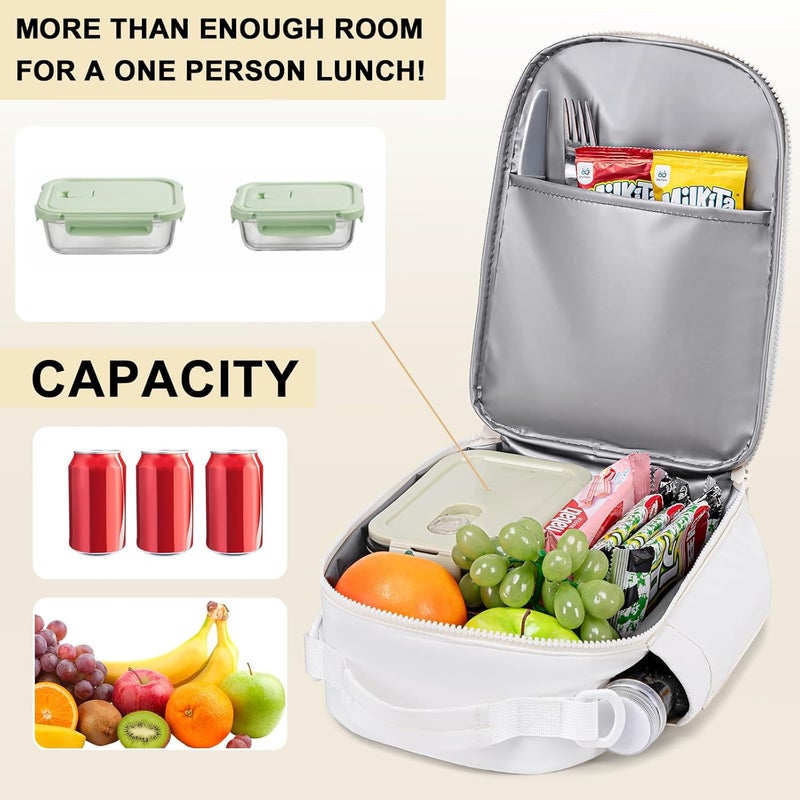 LOIDOU Lunch Box for Kids Boys Girls Insulated Lunch Bag Thermal Meal Tote Reusable Lunch Pail Bags for School Travel (white) - Image 3