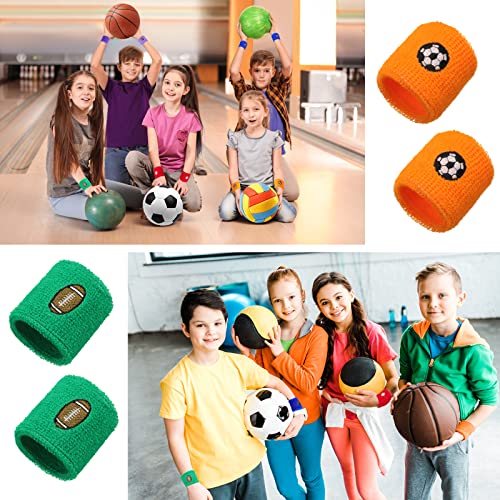Cindeer 36 Pieces Sports Party Favors Sports Wristbands Kids Sports Themed Birthday Party Supplies Wrist Sweat Bands Colored Wristbands in 6 Colors and 4 Designs for Kids Sport Party Birthday Party Supplies - Image 3