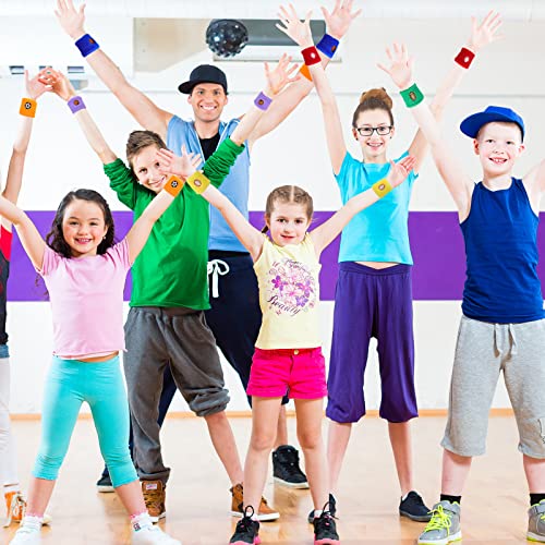 Cindeer 36 Pieces Sports Party Favors Sports Wristbands Kids Sports Themed Birthday Party Supplies Wrist Sweat Bands Colored Wristbands in 6 Colors and 4 Designs for Kids Sport Party Birthday Party Supplies - Image 4
