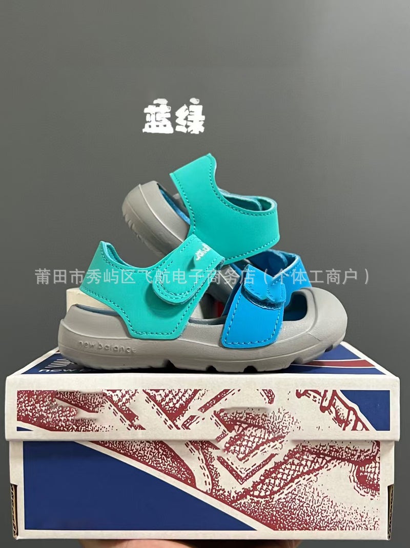 Tied Shoes Factory-Children'S Baotou Foot Protection Beach Velcro Sandals Non-Slip Soft Bottom Baby Sports Sandals - Image 1