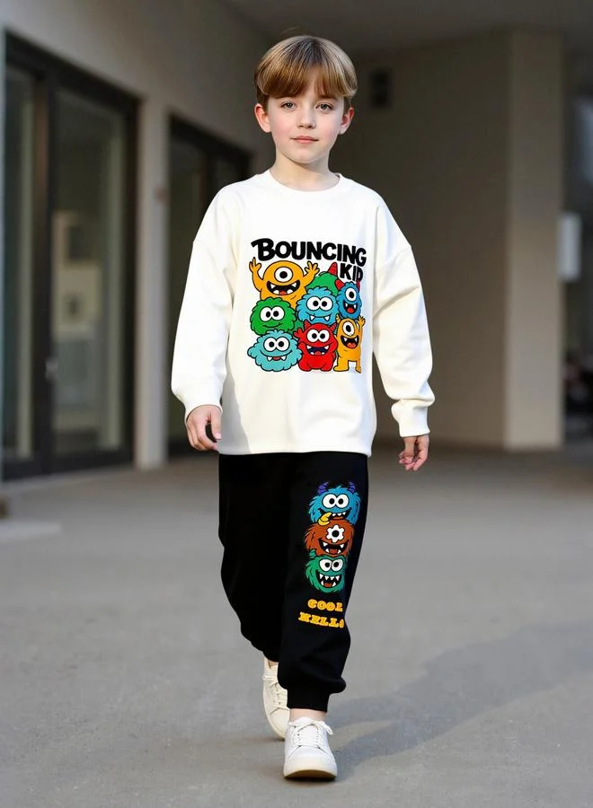 Take Two Take Two Teens Cartoon Print Sweatshirt and Joggers Set